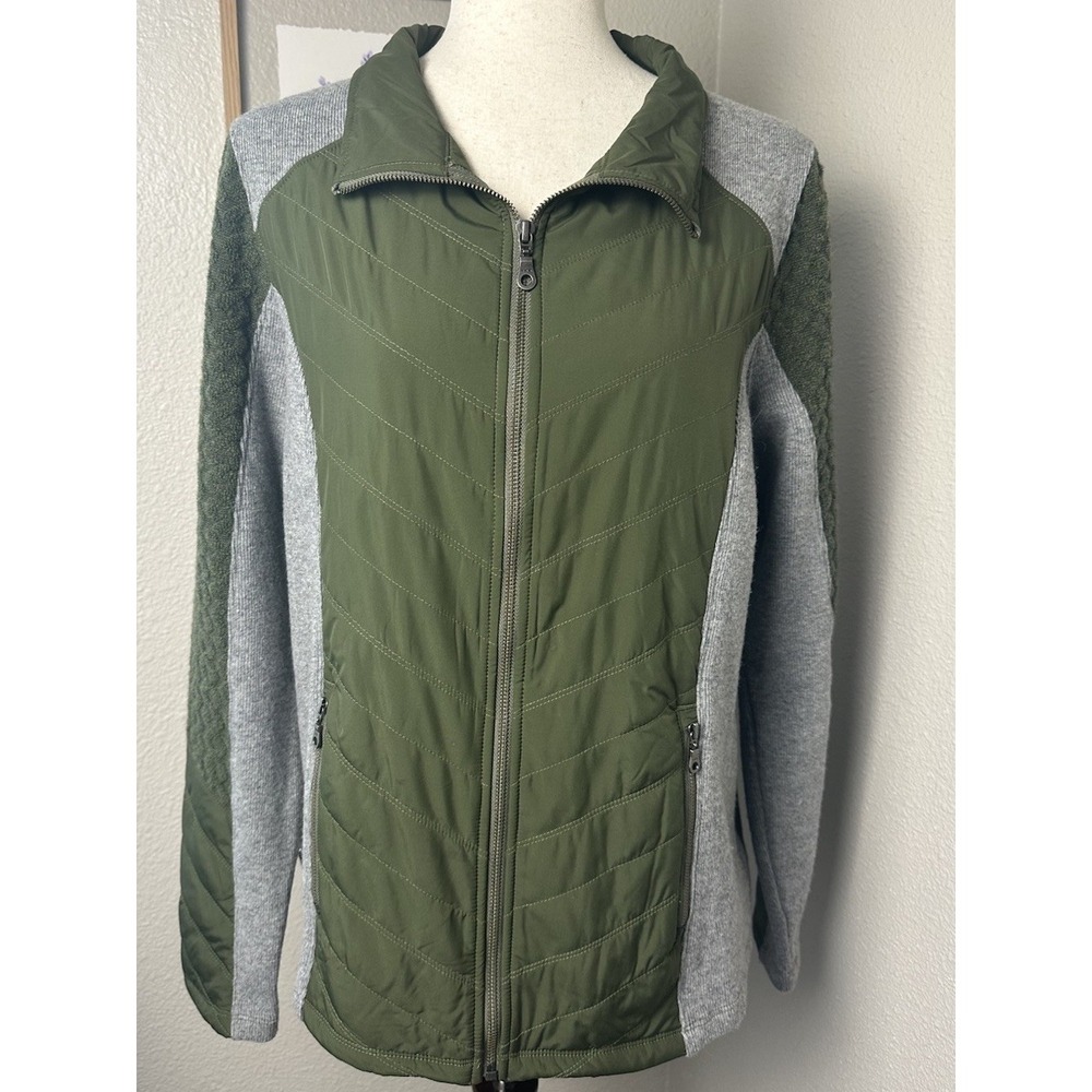 Prana Black Quilted Knit Full Zip Jacket Size XL